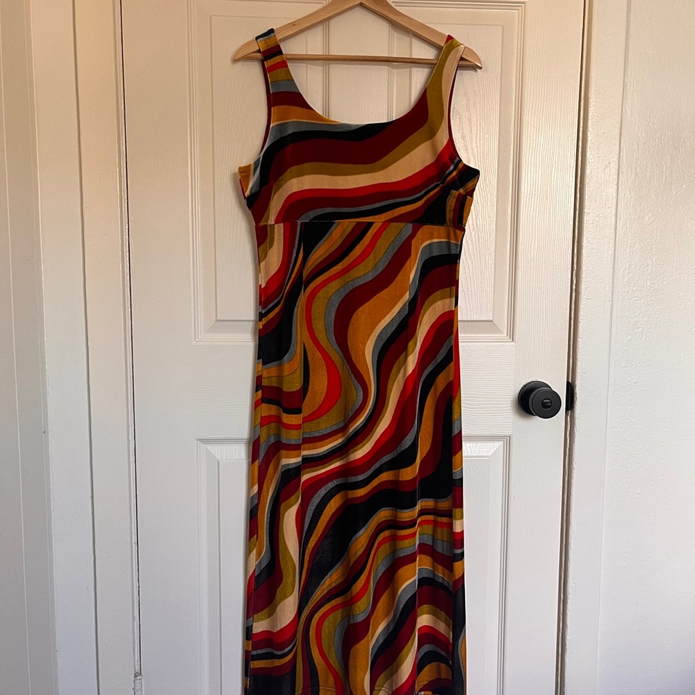Dangerfield Multicolor Wavy Stripe Fitted Maxi Dress NWOT - Picture 9 of 9
